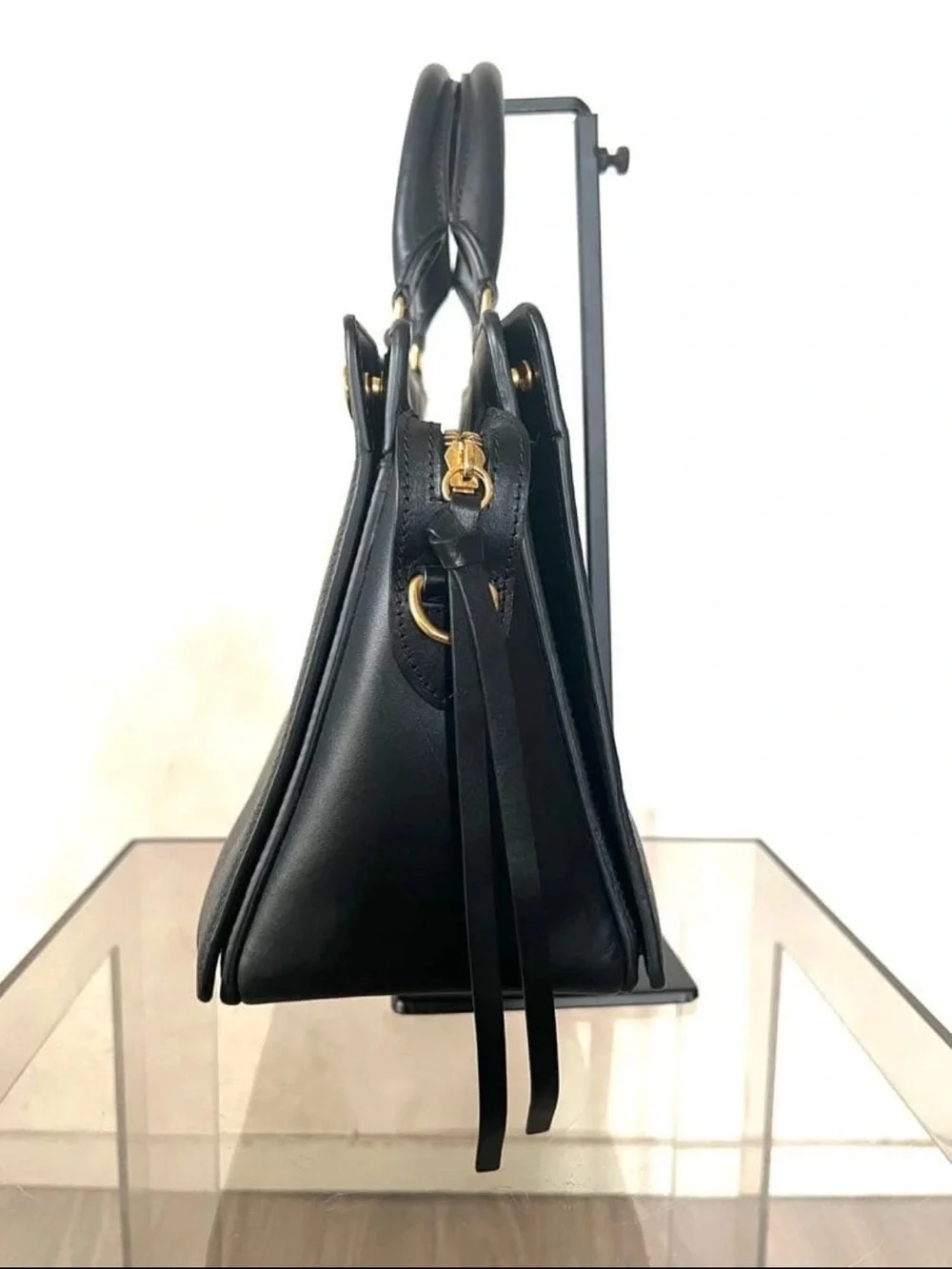 Mulberry Black Leather Satchel with Gold Hardware